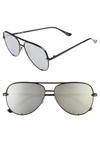 Quay X Desi Perkins High Key Mini 57mm Aviator Sunglasses - Black/ Silver In Black/ Silver