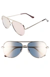 Quay X Desi Perkins High Key Mini 57mm Aviator Sunglasses - Gold/ Gold In Gold/ Gold