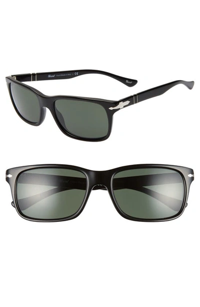 Persol 58mm Rectangular Sunglasses - Black Solid
