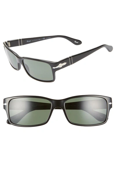 Persol 58mm Polarized Square Sunglasses In Black/ Black Solid