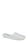 Patricia Green Sari Silk Gingham Slippers In Light Blue Silk Fabric