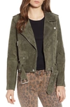 Blanknyc Suede Moto Jacket In Herb