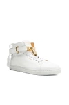 BUSCEMI BUSCEMI 100MM HIGH TOP PEBBLED LEATHER SNEAKERS IN WHITE,BUSF-MZ3