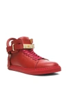 BUSCEMI BUSCEMI 100 MM HIGH TOP LEATHER SNEAKERS IN RED,1007SP14