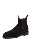 R.m.williams R.m. Williams Black Suede Comfort Craftsman Chelsea Boots In Black