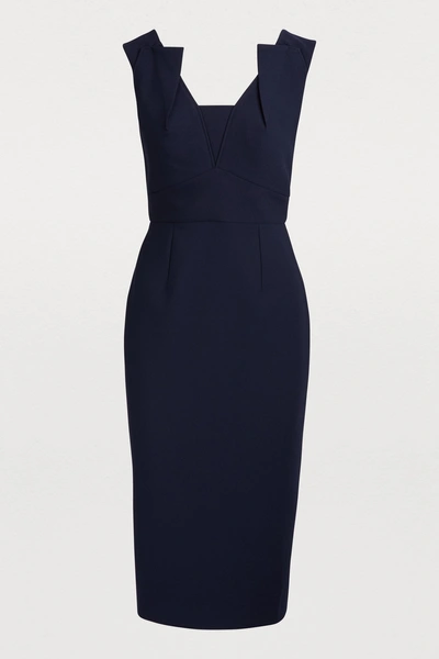 Roland Mouret Coleby Stretch-crepe Midi Dress In Navy