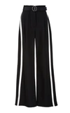 SALLY LAPOINTE STRIPED LOW-RISE WIDE-LEG CREPE PANTS,715554