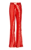 SALLY LAPOINTE SEQUIN EMBROIDERED FLARE LEG PANTS,715567