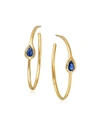MARIA CANALE 18K GOLD OVAL POST HOOP EARRINGS WITH SAPPHIRE,PROD215100768