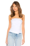 ABOUT US ABOUT US KASSADY BUTTON STRAPLESS TOP IN WHITE.,ABOR-WS158