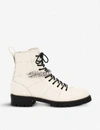 Jimmy Choo Womens Linen Cruz Crystal-embellished Leather Ankle Boots 5
