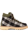 DIEMME ROCCIA SUEDE-TRIMMED CHECKED WOOL ANKLE BOOTS