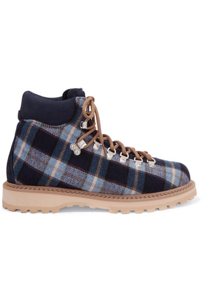 Diemme Roccia Vet Checked Canvas Ankle Boots In Blue