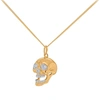 True Rocks New Ss19 Small Skull Pendant In 18 Carat Gold & Silver Plated Detail & Chain