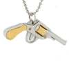 True Rocks New Ss19 Gun Pendant In 18 Carat Gold & Silver Plated Detail & Chain