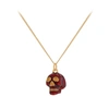 True Rocks New Ss19 Small Skull Pendant In Red Enamel & 18 Carat Gold Plated Detail & Chain