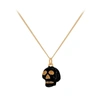 True Rocks Black Enamel & 18kt Gold Plated Mini Skull Pendant In Skull