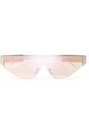 POPPY LISSIMAN SHIELD D-FRAME CRYSTAL-EMBELLISHED ACETATE MIRRORED SUNGLASSES