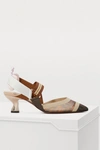 Fendi Multicolor Mesh Colibrì Slingback Heels In Tab.m+ca Be Car+b He
