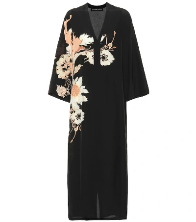 Etro Floral-print Silk Crepe De Chine Midi Dress In 1 Black