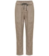 BRUNELLO CUCINELLI COTTON AND LINEN CROPPED trousers,P00369117