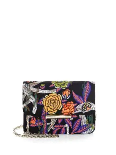 Jason Wu Diane Floral Leather Wallet Shoulder Bag In Black Multi