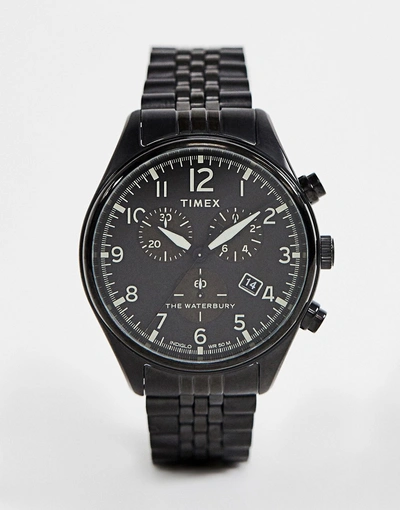 Timex Waterbury Traditonal Choronograph Bracelet Watch In Black - Black