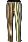 KENZO CROPPED STRIPED RIBBED-KNIT FLARED PANTS