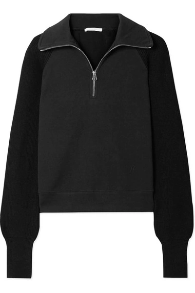 Helmut Lang Cotton-terry And Ribbed-knit Sweatshirt In Black