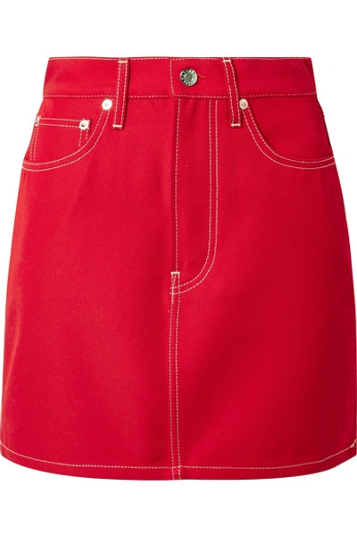 Helmut Lang Femme Red Denim Mini Skirt
