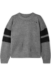 CURRENT ELLIOTT THE YATES DISTRESSED STRIPED KNITTED SWEATER