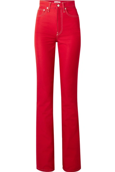 Helmut Lang High-rise Cotton-blend Trousers In Red