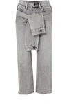 ALEXANDER WANG CROPPED DISTRESSED HIGH-RISE STRAIGHT-LEG JEANS