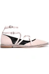 LANVIN WOMAN SATIN-TRIMMED SUEDE BALLET FLATS BABY PINK,GB 10375442619346346