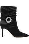GIANVITO ROSSI MAE 85 CRYSTAL-EMBELLISHED SATIN ANKLE BOOTS,3074457345619841804