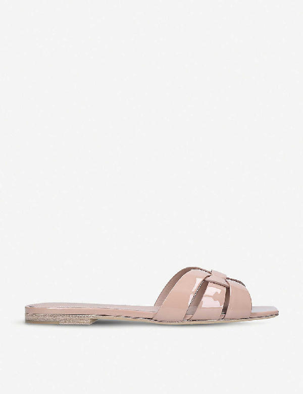 saint laurent tribute flat sandals with ankle strap