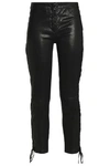 FRAME CROPPED LACE-UP LEATHER SKINNY PANTS,3074457345619155710