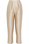 CO CROPPED SATIN-TWILL TAPERED PANTS,3074457345619801324