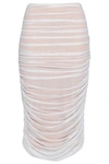 NORMA KAMALI RUCHED STRETCH-MESH PENCIL SKIRT,3074457345619814704