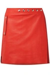 ACNE STUDIOS ACNE STUDIOS WOMAN STUDDED LEATHER MINI WRAP SKIRT RED,3074457345619833572