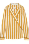 MAISON MARGIELA MAISON MARGIELA WOMAN STRIPED CREPE WRAP BLOUSE YELLOW,3074457345619713480