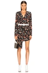 Givenchy Long-sleeve Abstract Print Cascading Mini Dress In Multi