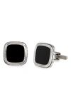 John Varvatos Sterling Silver Square Onyx Cufflinks In Black