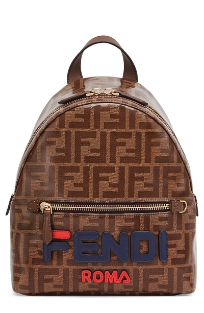 Fendi X Fila Large Mania Logo Backpack In Mohogany/ Blue/ Berry | ModeSens