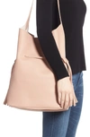 STREET LEVEL DRAWSTRING FAUX LEATHER BUCKET BAG - PINK,7903