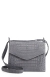 NANCY GONZALEZ MEDIUM ASTOR CROSSBODY GENUINE CROCODILE BAG - GREY,CW185873L-01