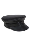 LACK OF COLOR LEATHER BIKER CAP,BKRBLKCAP1