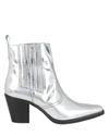 Ganni Callie Metallic Leather Ankle Boots In Silver