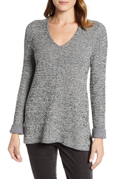 Nic And Zoe Nic+zoe Good Vibes Marled Sweater In Black Mix