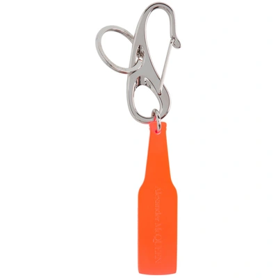 Alexander Mcqueen Orange Hook And Bottle Keychain In 7521 Orange